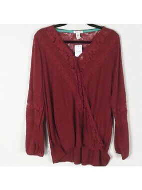 Clover & Scout Maroon Lace Hobo Tunic Blouse 2X NWT